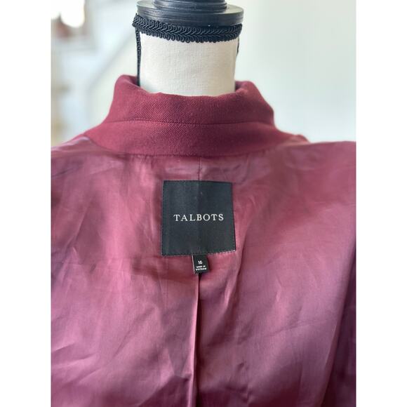 Talbots Burgundy Red Button Front Knee Length Peacoat - Picture 6 of 9